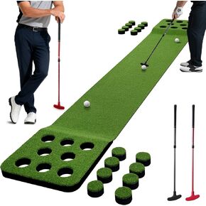 Golf Pong Game Set, Golf Putting Green Mat with 2 Putters, 2 Golf Balls,12 Hole Covers, Golf Training Mat for Indoor&Outdoor Party Game, Great Gifts for Men in Kuwait