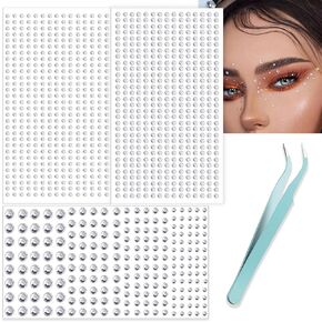NOOEPC 660Pcs Face Gems Hair Gems, Self-Adhesive Face Jewels Eye Jewels Rhinestones 3/4/5/6 mm DIY Face Gems Stick on, Hair Body Rhinestones Gems Rave Accessories for Face Eyes Makeup Body, Crafts in Kuwait