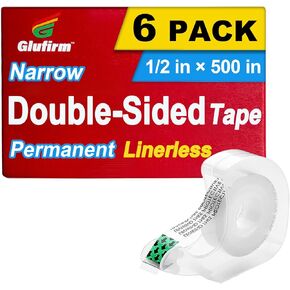 Double Sided Tape with Dispenser, Standard Width, 3/4 in x 300 in, 12-Pack, Double Stick Tape with No Peel-Away Liner, Glufirm Supply in Saudi Arabia