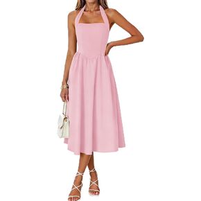 فستان Naggoo نسائي صيفي متوسط ​​الطول بدون أكمام بخصر عالٍ وفساتين طويلة للشاطئ in Kuwait