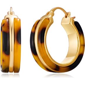 18K Gold Plated Chunky Hoop Earrings for Women Leopard Print Hoops Large Acrylic Hoop Earrings Trendy Jewelry in Kuwait