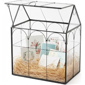 Greeting Card Storage Box for Wedding - Handmade, Arched Lid, Gold Clear Glass Card Holder for Wishing Well - Wedding Party Reception Decoration Storage, Large (Glass Box Only) in Kuwait