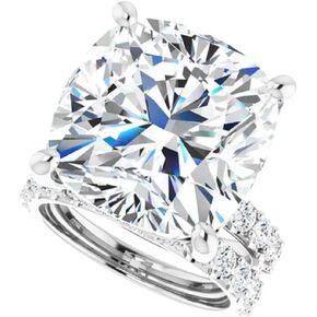 10CT-12CT Cushion Cut VVS1 Colorless Moissanite Engagement Ring Set, Wedding/Bridal Ring Set, 10k 14k 18k Gold & 925 Sterling Silver Vintage Antique Anniversary Rings Gift for Women in Saudi Arabia