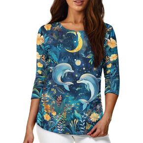 TOADDITDO Womens Tops 3/4 Sleeve T-Shirt Blouses Button Pullover Sweatshirt Henley Shirt Size S-2XL in Kuwait