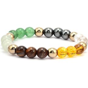 Dhan Yog (Wealth & Prosperity) Healing Bracelet – 8mm Natural Gemstone Beads, Stretch Elastic Bracelet for Women & Men in Saudi Arabia