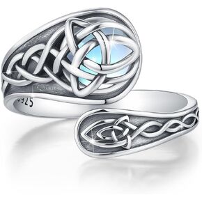 Celtic Knot/Hummingbird/Dragon/Wolf/Whale/Scottish Thistle Spoon Ring 925 Sterling Silver Adjustable Thumb Ring for Women Vintage Jewelry Gifts for Birthday Mother's Day Christmas in Saudi Arabia