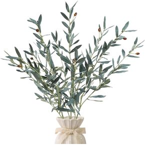 35inch Artificial Olive Branches for Vases,4pcs Faux Olive Branches with Fruits,Greenery Stems for Living Room Home Decor,Coffee Table Decor(Vase Not Included) in Saudi Arabia