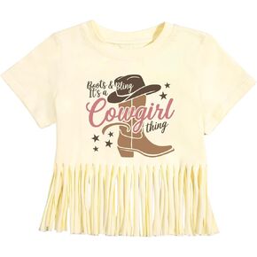 Girls Western Fringe Shirts Country Rodeo T Shirts Kids Boots and Bling Its a Cowgirl Thing Graphic Tees Fringe Tops in Kuwait