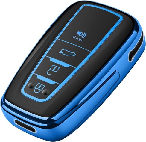 Tukellen for Toyota Key Fob Cover,Special Soft TPU Key Case Cover Protector Compatible with 2020-2022 Highlander Corolla Prius, 2018-2024 RAV4 Camry Avalon C-HR GT86 (only for Keyless go)-Blue in Kuwait