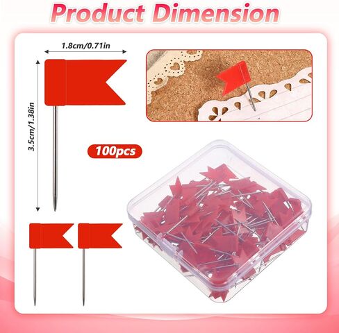 100PCS Map Pins for Travel Maps,Ymapinc Red Push Pins, Travel Flag Pin for Maps Marker, World Map Push Pin Board Use in Saudi Arabia
