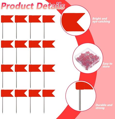 100PCS Map Pins for Travel Maps,Ymapinc Red Push Pins, Travel Flag Pin for Maps Marker, World Map Push Pin Board Use in Saudi Arabia