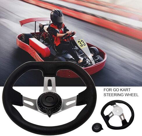 Off-Road Kart Steering Wheel, 270mm 3 Spokes Quick Release Vehicle PU Foam Interior Strong Iron Steering Wheel With Holes For Go Kart Replacement in Kuwait