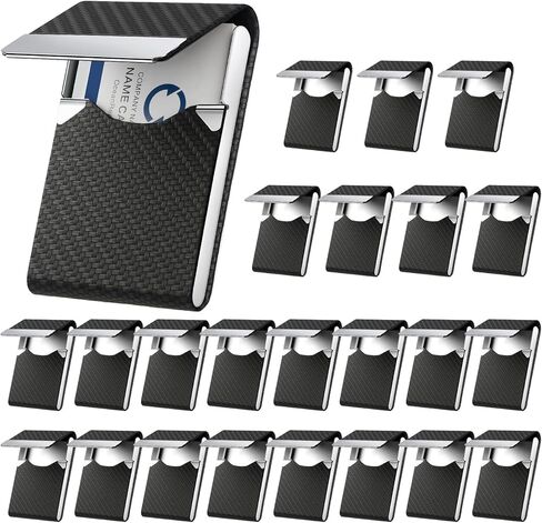 24 Pack Business Card Holder Case PU Leather Name Cards Holder RFID Blocking Credit Cards Carrier Metal Business Card Case with Magnetic Closure Business Card Wallet for Women or Men,Lychee Pattern in Saudi Arabia