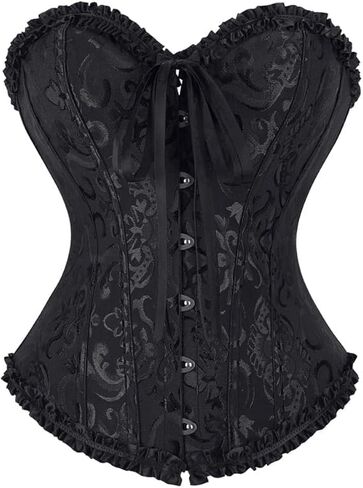 Women's Lace-Up Boned Overbust Corset Bustier Lingerie: Premium Bodyshaper Top for Enhanced Curves & All-Day Comfort in Saudi Arabia
