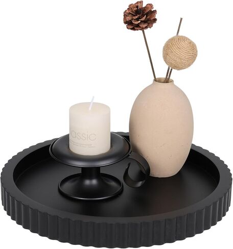 Round Decorative Tray for Coffee Table Decor Home Decor Wood Serving Round Tray Table Centerpiece for Dining Room Kitchen and Housewarming Gift (White) in Saudi Arabia