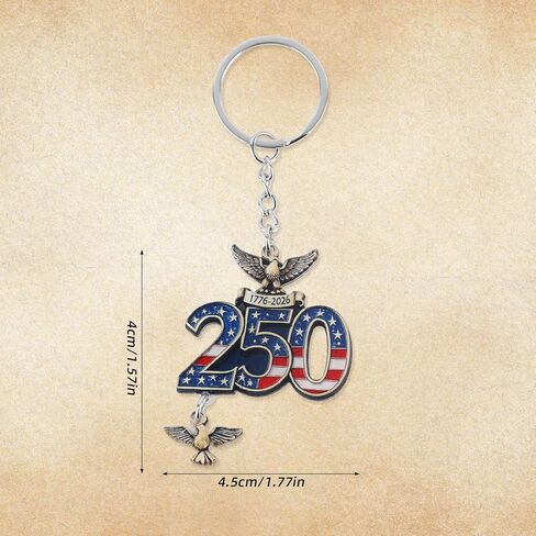 3pcs USA Anniversary Keychain, 250th Year American Anniversary Commemorative Key Chain Keyring Gift Merchandise Decorations Accessories 1776-2026 Eagle Flag Design in Saudi Arabia