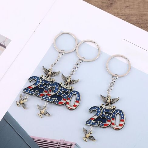 3pcs USA Anniversary Keychain, 250th Year American Anniversary Commemorative Key Chain Keyring Gift Merchandise Decorations Accessories 1776-2026 Eagle Flag Design in Saudi Arabia