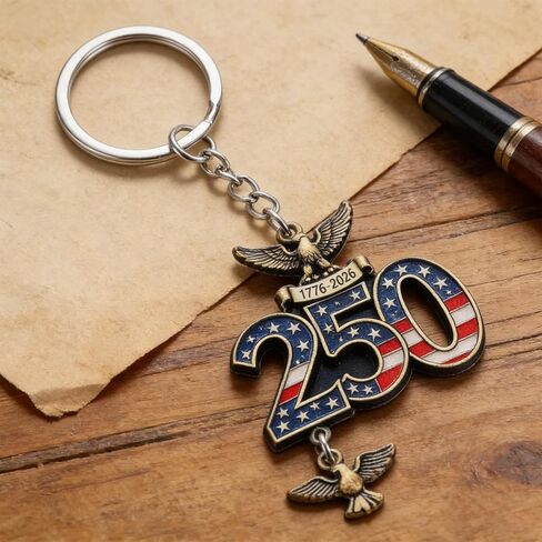 3pcs USA Anniversary Keychain, 250th Year American Anniversary Commemorative Key Chain Keyring Gift Merchandise Decorations Accessories 1776-2026 Eagle Flag Design in Saudi Arabia