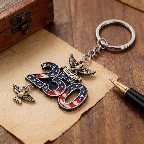 3pcs USA Anniversary Keychain, 250th Year American Anniversary Commemorative Key Chain Keyring Gift Merchandise Decorations Accessories 1776-2026 Eagle Flag Design in Saudi Arabia