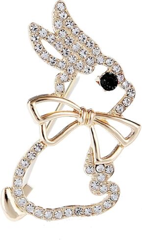 WCRAZYE Rhinestone Bow Rabbit Brooch Pin for Women Girls Men Gold Plated Fashion Cute Crystal Bow Enamel Cartoon Bunny Gentleman Brooches Lapel Pins Lucky Decor Dress Accessories Easter Holiday Jewelry Gift in Saudi Arabia
