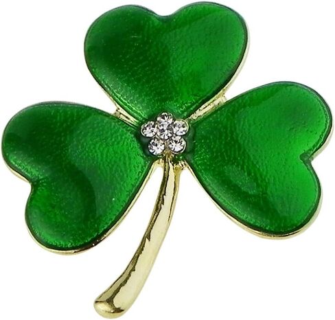 Rosemarie Collections Women's Stunning Green Enamel Lucky Shamrock 3 Leaf Clover St Patrick's Day Irish Boutonniere Brooch Pin, 1.75" in Saudi Arabia