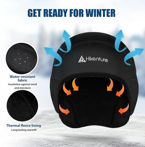 Hikenture Winter Cycling Gloves XL and 2 Pack Black Skull Cap Helmet Liner for Men & Women in Saudi Arabia