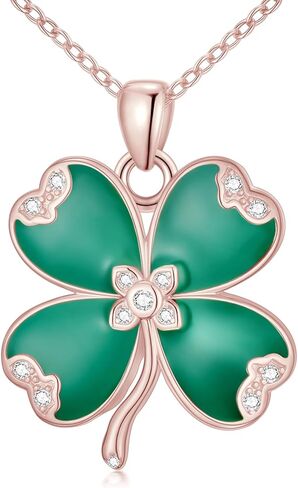 4 Leaf Clover Necklace for Women 925 Sterling Silver Gold Shamrock Pendant Celtic Irish Jewelry St Patricks Day Gifts in Saudi Arabia
