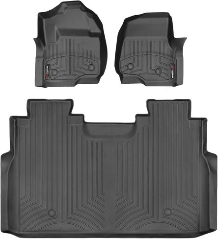 بطانات أرضية مخصصة من WeatherTech لسيارة Ford Super Duty، Super Duty، Super Duty - الصف الأول والثاني (4410511V-4410125V)، أسود in Kuwait