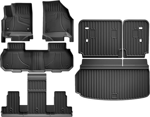 AOMSAZTO Floor Mats & Cargo Liner with Backrest Mat for 2024-2026 GMC Acadia (Only 7 Seats) & Buick Enclave 2025-2026, Custom Fit All Weather TPE Floor Liners Full Set Car Mats in Saudi Arabia