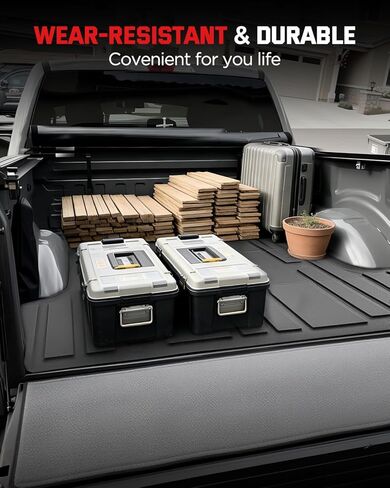 سجادات الأرضية والسرير لسيارة Ford F150: 2015-2026 SuperCrew/Crew Cab فقط (سرير قصير بطول 5.5 قدم) (بدون تخزين مسطح قابل للطي)، بطانات الشاحنات لجميع الأحوال الجوية، ملحقات السيارة مناسبة خصيصًا لـ F-150 Lightning 2022-2026، 4 قطع باللون الأسود in Saudi Arabia