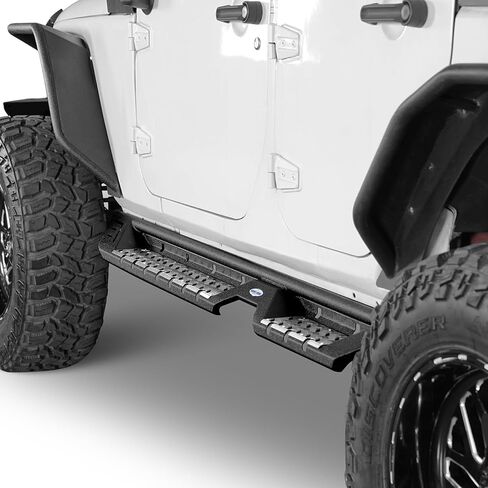 Hooke Road JK Side Steps Running Boards for 2007-2018 Jeep Wrangler JK 4-Door, 7-inch Drop Down Step with Stainless Non-Slip Pad in Saudi Arabia