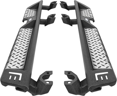 Hooke Road JK Side Steps Running Boards for 2007-2018 Jeep Wrangler JK 4-Door, 7-inch Drop Down Step with Stainless Non-Slip Pad in Saudi Arabia