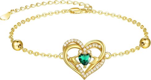 14k Gold Plated Irish Jewelry for Women 925 Sterling Silver Claddagh Bracelet St Patricks Day Gifts in Saudi Arabia