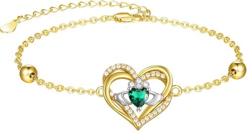 14k Gold Plated Irish Jewelry for Women 925 Sterling Silver Claddagh Bracelet St Patricks Day Gifts in Saudi Arabia
