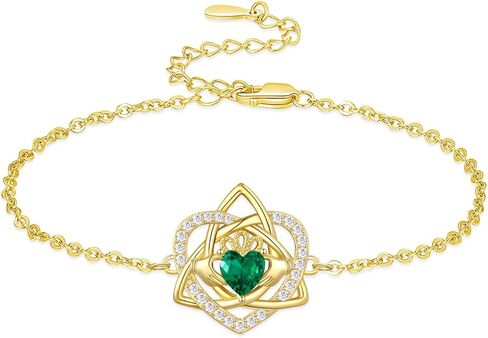 14k Gold Plated Irish Jewelry for Women 925 Sterling Silver Claddagh Bracelet St Patricks Day Gifts in Saudi Arabia