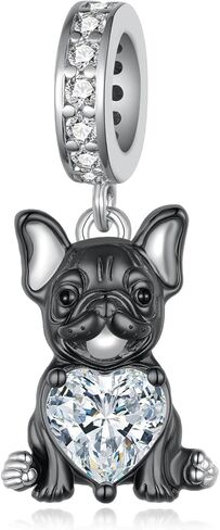 Black French Bulldog Charm 925 Sterling Silver French Bulldog Charms for Bracelets Dog Jewelry Gifts for Women Dog Lovers in Saudi Arabia