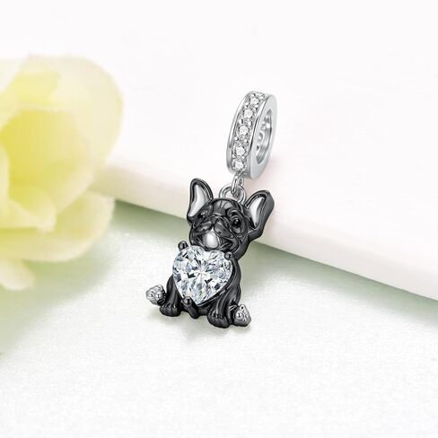 Black French Bulldog Charm 925 Sterling Silver French Bulldog Charms for Bracelets Dog Jewelry Gifts for Women Dog Lovers in Saudi Arabia