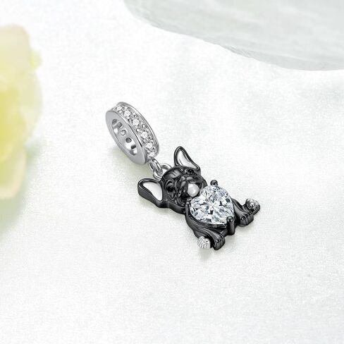Black French Bulldog Charm 925 Sterling Silver French Bulldog Charms for Bracelets Dog Jewelry Gifts for Women Dog Lovers in Saudi Arabia