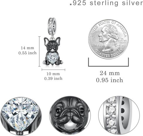Black French Bulldog Charm 925 Sterling Silver French Bulldog Charms for Bracelets Dog Jewelry Gifts for Women Dog Lovers in Saudi Arabia