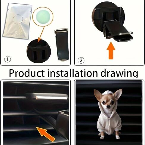 Cartoon Chihuahua Hoodie 2D Acrylic Car Air Vent Freshener – Solid Scented Decoration for AC Vents, Cute Dog Hoodie Design, Long-Lasting Fragrance, Fun Car Accessory in Kuwait