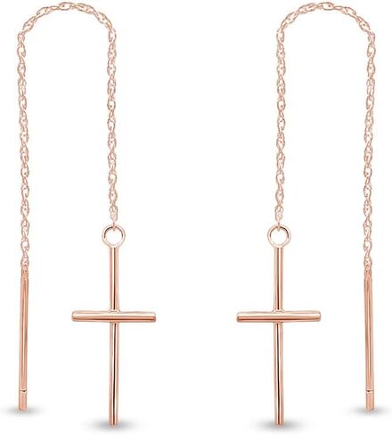 Cross Dangle Drop Women's Earrings In 14K Gold Over Sterling Silver in Saudi Arabia