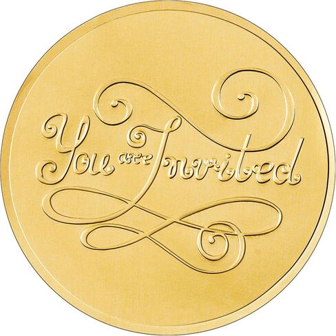 200 Pieces Envelope Embossed Sticker 're Invited Wedding Round Embossed Foil Seals Embossed Aluminum Foil Sticker Seal are Invited Stickers for Envelopes Invitations Present Decoration (Gold) in Saudi Arabia