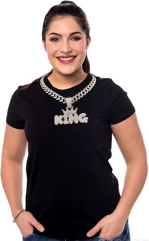 EVKILKJS Cuban Link Chain for Men,Silver Bling Diamond Cuban Necklace with King Pendant,Charm Mens Jewelry for Holidays Parties Daily Wear,Ideal Gift for Hip Hop Fans in Saudi Arabia