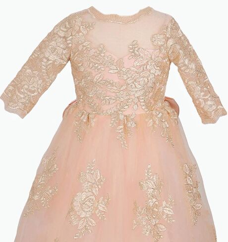 Girls Princess Pageant Half Sleeve Lace Flower Girls Dress Ball Gown in Saudi Arabia