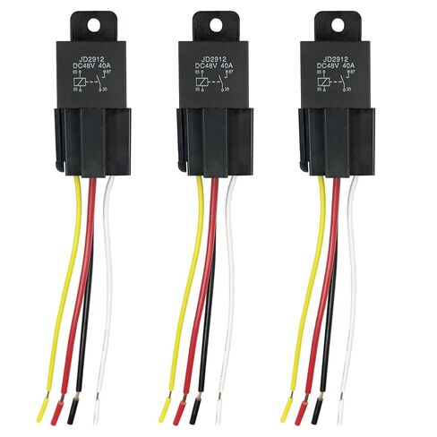 48V 40A 5Pin SPST Harness Sockets with Color-Labeled Wires for Automotive Truck Van Motorcycle Boat Car Relay Harness,Replaces Type: JD-2912 (3pcs) Waterproof Relay Socket in Saudi Arabia