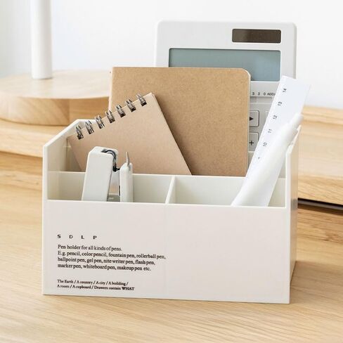 Multi-functional Desktop Storage Box with 4 Compartments, Stationery, Remote Controls, Cosmetic, Keys, Sunglasses Desktop Organizer for Home Office School(Wihte) in Saudi Arabia