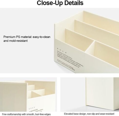 Multi-functional Desktop Storage Box with 4 Compartments, Stationery, Remote Controls, Cosmetic, Keys, Sunglasses Desktop Organizer for Home Office School(Wihte) in Saudi Arabia