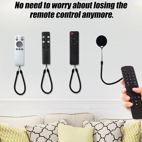 3pcs Magnetic Remote Control Holders with Security Cable, Wall Mount Self Adhesive TV Remote Holder with Retractable Spring Rope for Projector & Television Remotes in Saudi Arabia