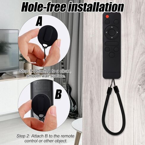 3pcs Magnetic Remote Control Holders with Security Cable, Wall Mount Self Adhesive TV Remote Holder with Retractable Spring Rope for Projector & Television Remotes in Saudi Arabia