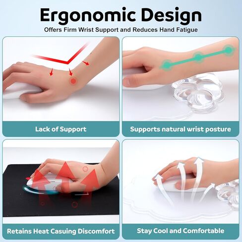 Cloud Gel Mouse Pad with Wrist Rest Clear Ergonomic Mouse Pad Wrist Support for Pain Relief Cute Mousepad with Non-Slip PU Base Suitable for Office, Computer, Keyboard, Laptop, Gaming in Saudi Arabia
